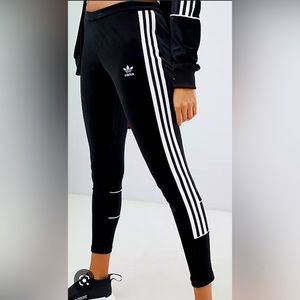 Adidas 3 Stripe Velour Leggings